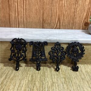 Vintage Miniature Cast Iron Wall Hook or Wall Hanging Lot of 4